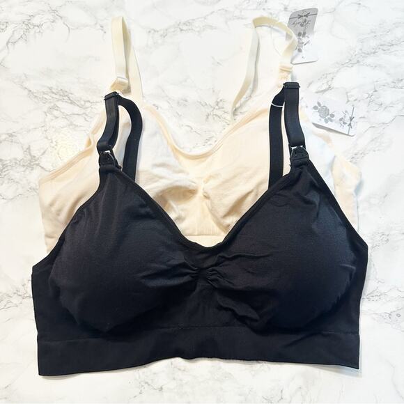 Lataly Other - TWO Lataly Nursing Maternity Bras Cream & Black Women’s Size XXXL NEW